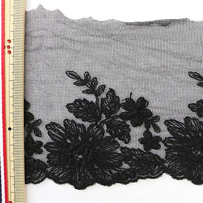 [From quantity 5] RaceRibbonTape "Tulle lace black width about 105mm T24196-19"