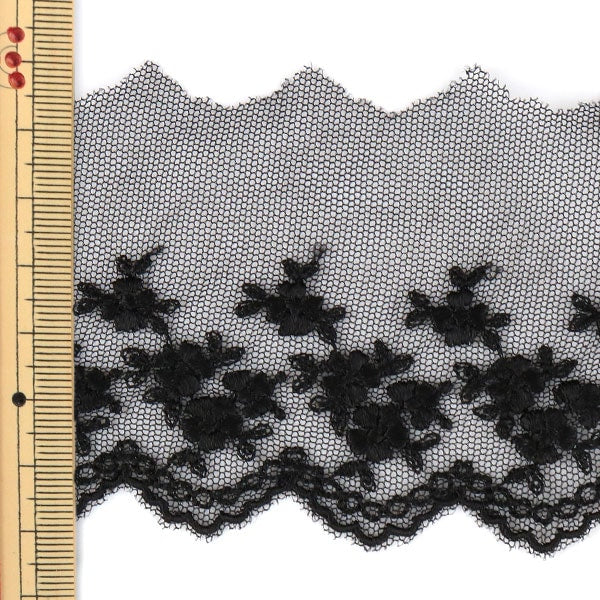 [From quantity 5] RaceRibbonTape "Tulle lace black width about 65mm 24112-19"