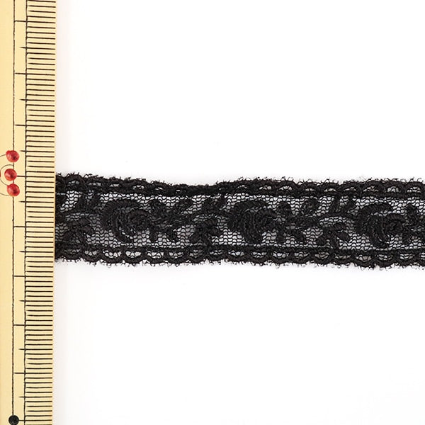 [Aus Quantität 5] Spitzen-Ribon-Klebeband "Tüll Spitze schwarzer Breite ca. 15mm 24220-19"