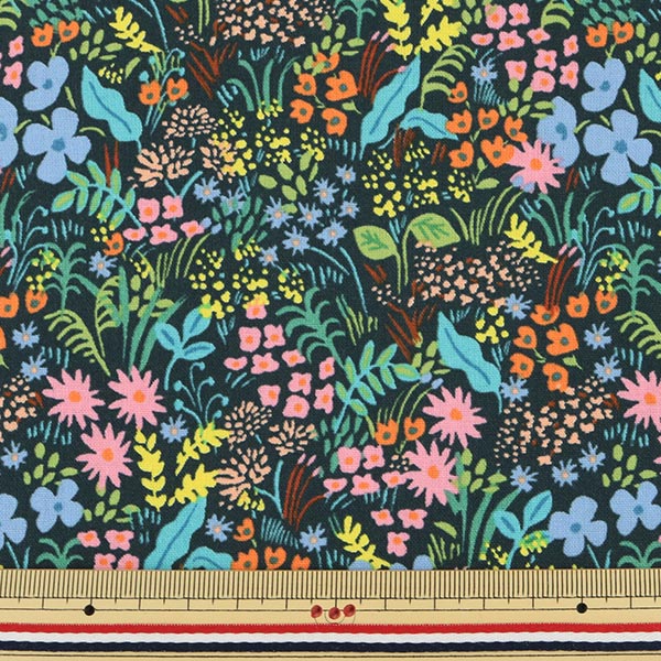 [From quantity 5] Fabric "Cotton+STEEL (cotton stick) Sheeting MEADOW ENGLISH GARDEN Navy] USA cotton