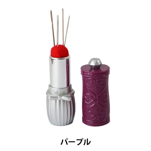 Pin cushion 『RibbonLipstick type pink cushion purple (with 5 needles)]