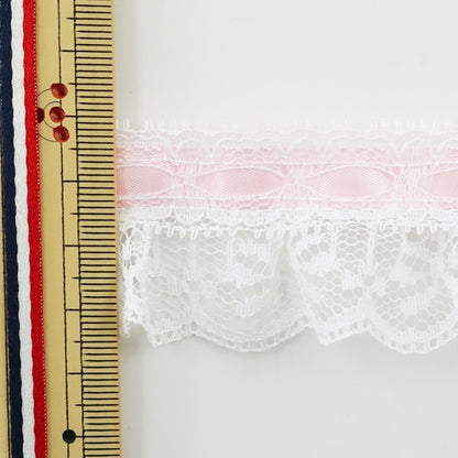 [From quantity 5] RaceRibbonTape "Cheap Lace Pink Frill 000612 K-C03"