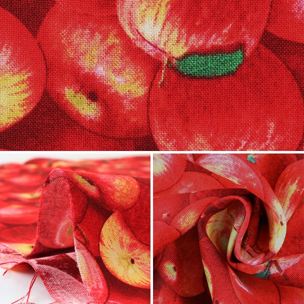 [From quantity 5] Fabric "Inkjet printing apple 260-RED" USA cotton