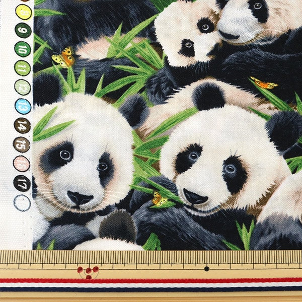 [From quantity 5] Fabric "Inkjet Print Panda 1329-Black" USA cotton