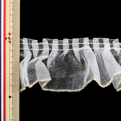 [Dalla quantità 5] nastro a nastro frontale "Organje frillyl larghezza di circa 45 mm 6 ° bianco x oro 7711f-6"