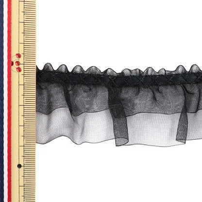 [Aus Quantität 5] Rüschbandklebeband "Organje Frillic Width ca. 38 mm 8. Schwarz 8811f-8"