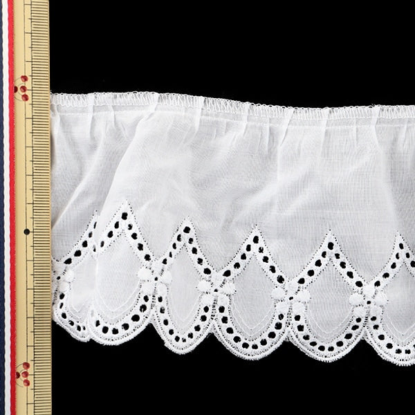 [From quantity 5] frillsRibbonTape "Cotton frilled white width about 90mm 5422F-1"