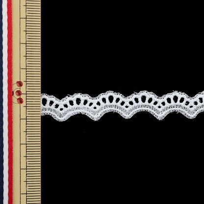 [Dalla quantità 5] nastro ribon in pizzo "in pizzo di cotone 12mm larghezza bianca 3444"