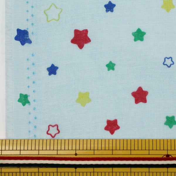 [From quantity 5] Fabric 『double gauze (Double gauze) Print star pattern saxophone 7845-3C]