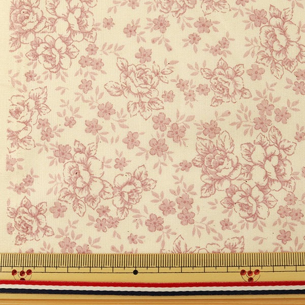 [De la cantidad 5] Fabric "Tarro de afortunado estampado Lucky Small Floral Kinari x Pink KW-3115-12B"