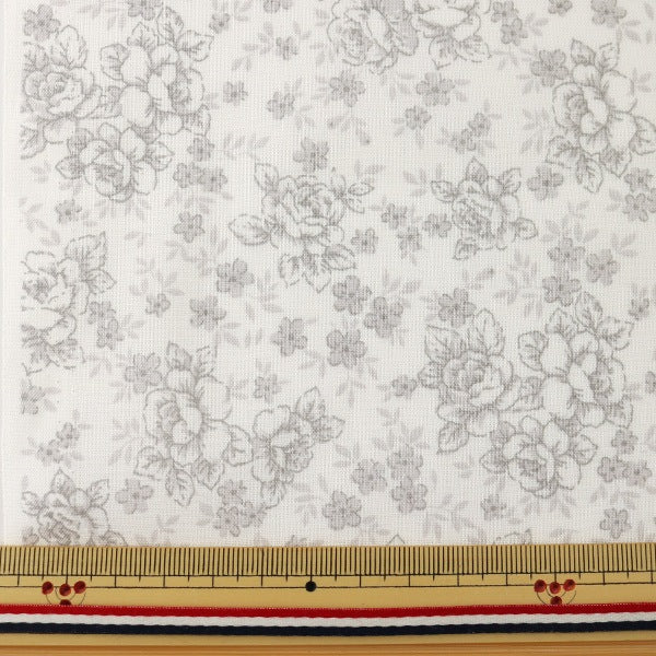 [De la cantidad 5] Fabric "Patrón floral de impresión afortunado de miedo blanco x gris KW-3115-12G"