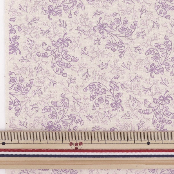 [De la cantidad 5] Fabric "Afrae la impresión afortunada Patrón de Suzuran Kinari X Purple KW-3115-10E"