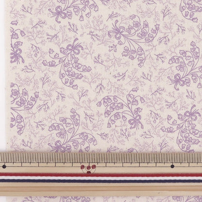 [From quantity 5] Fabric 『Scare Print Lucky Print Suzuran Pattern Kinari x Purple KW-3115-10E]