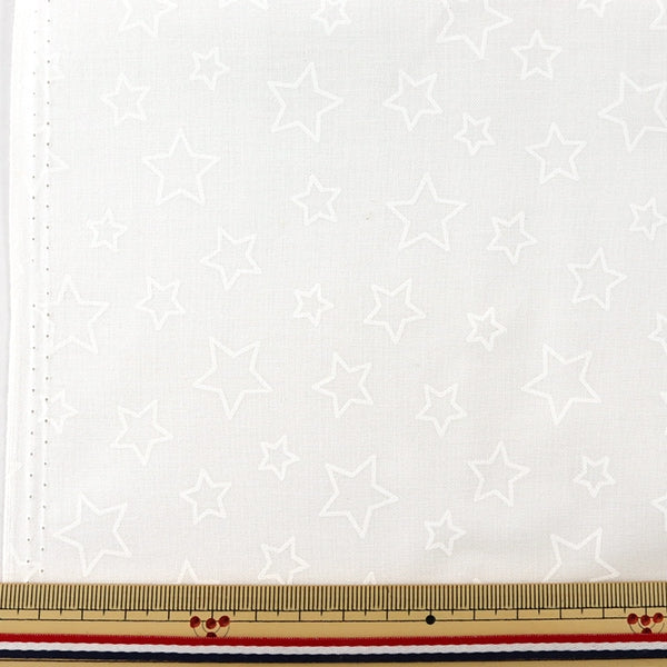 [Dalla quantità 5] tessuto "sedute per fortuna star pattern white x bianco wd347-4a"