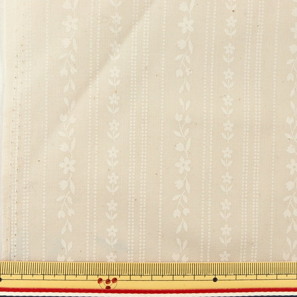 [From quantity 5] Fabric 『Sheeting Lucky print small flower stripe pattern generation (dregs left) x White WD347-6B]