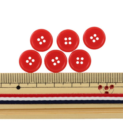 Bouton "4 boutons de trous 13 mm 6 pièces rouges pytd10-13"