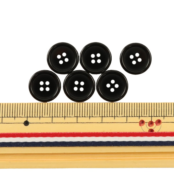 Bouton "4 boutons de trous 13 mm 6 pièces noires pytd10-13"