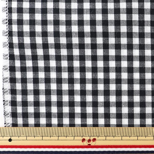 [Dalla quantità 5] tessuto "Gingham Middle Black Co-Gim-BK"