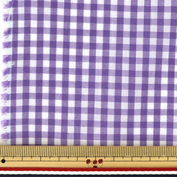 [Dalla quantità 5] tessuto "tintura di gingham medio viola co-gim-vi"