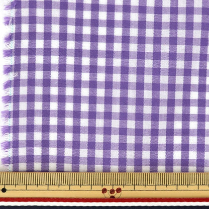 [Dalla quantità 5] tessuto "tintura di gingham medio viola co-gim-vi"