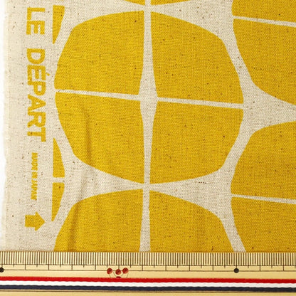 [From quantity 5] Fabric "Cotton hemp canvas geometric pattern yellow 148-1805-A2"