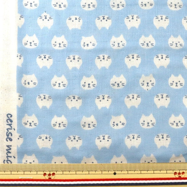 [Aus der Menge 5] FOLFE "W Gaze Katzenmuster hellblau KTS3744-C" COTTON KOBAYASHI