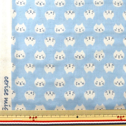 [De la quantité 5] tissu "w Gauze Cat motif de chat bleu clair KTS3744-C" Coton Kobayashi Cotton Kobayashi Kobayashi Fibre