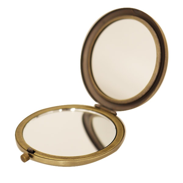 Handicraft bracket "Compact mirror round flat plate Antique gold 10-3042"