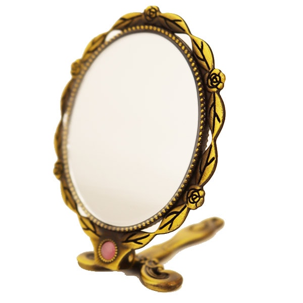 Handicraft bracket "Antique-tone mirror elliptical bowl-shaped plate type Antique Gold 10-3049"