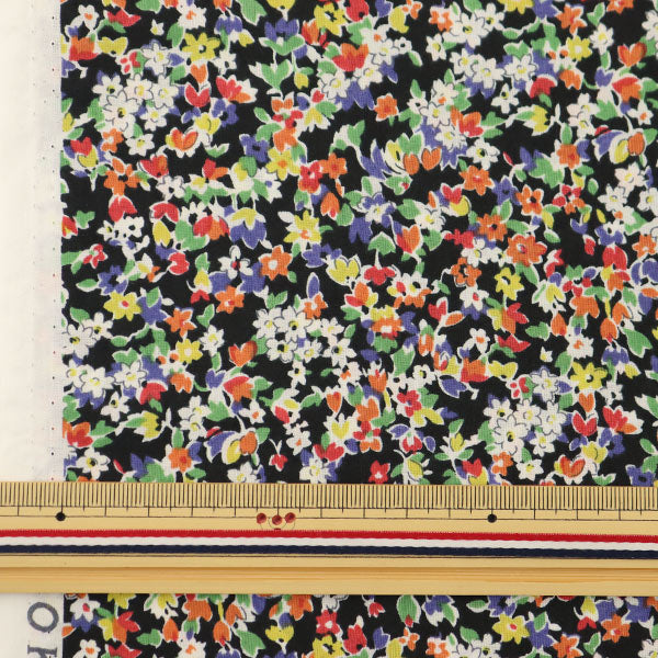 [From quantity 5] Fabric "60 loan FLOWNNYII retro flower black NFA-1010-11A" KOKKA