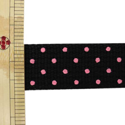 [De quantité 5] Blade d'artisanat "Largeur du ruban à points d'environ 2,5 cm noir x rose tpd-l" Kiyohara kiyohara