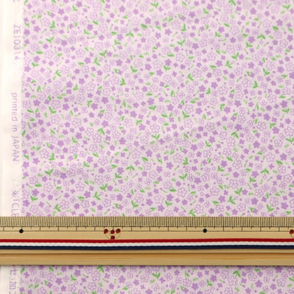 [From quantity 5] Fabric "Antiviral function fiber Cleanse® (Clenze) Scare Print Small floral Purple Zes10314-D]