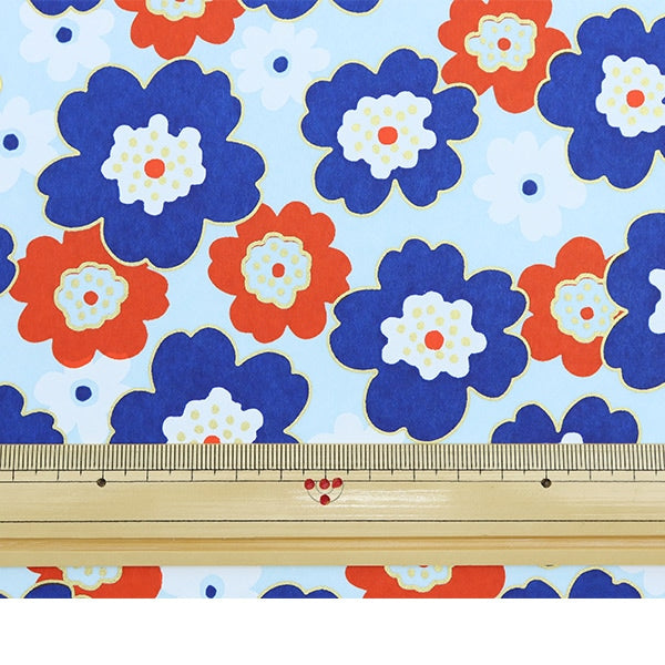 和紙 『北欧柄友禅紙 No.44 フラワーマーチ ブルー 1/6サイズ』 – Yuzawaya