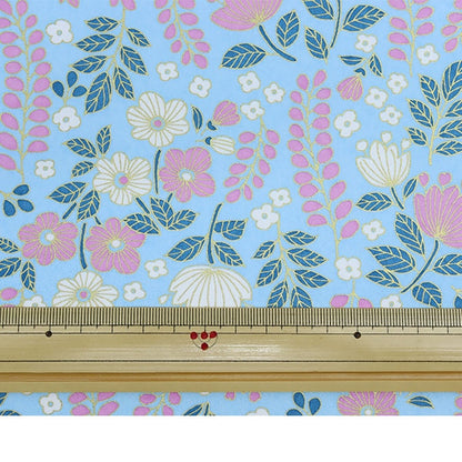 Washi "Nordic Pattern Former Zen Paper No.51 Flower Garden Aqua 1/6 Size"