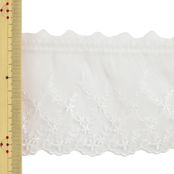 [Aus Menge 5] Rufband „Organdy Frill Off-White KW-23522-F“