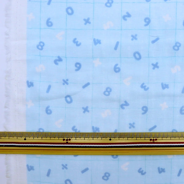 数量5から】 生地 『Wガーゼ ホーミーコレクション 数字 水色