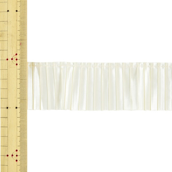 FrillRibbonTape "Pleated FrillsRibbon 5cm width x about 5m anti -sale cream W57700]