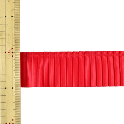 FrillRibbonTape "Pleated FrillsRibbon 5cm width x about 5m anti -sale red W57700 "