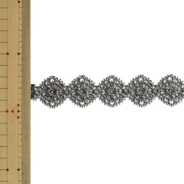 【数量5から】 レースリボンテープ 『メタリックケミカルレース 61714CK 4番色』 MOKUBA 木馬