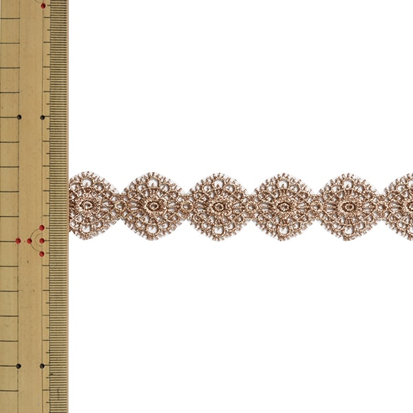 【数量5から】 レースリボンテープ 『メタリックケミカルレース 61714CK 43番色』 MOKUBA 木馬