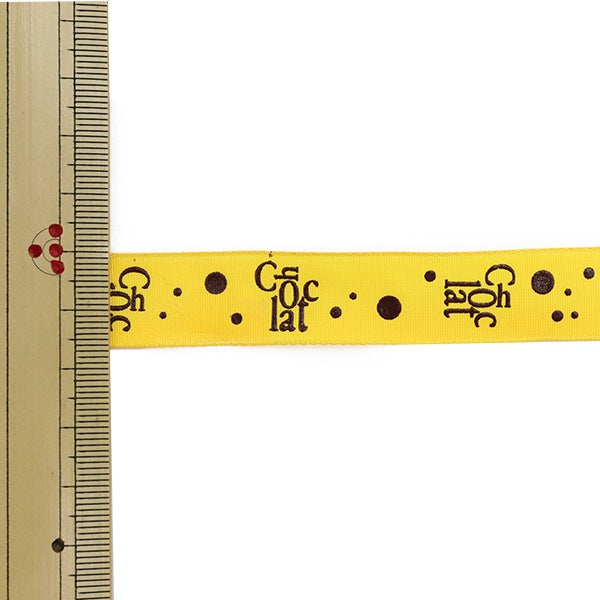 数量5から】 リボン 『フランス製文字柄リボン ワイヤー入り 幅約1.5cm