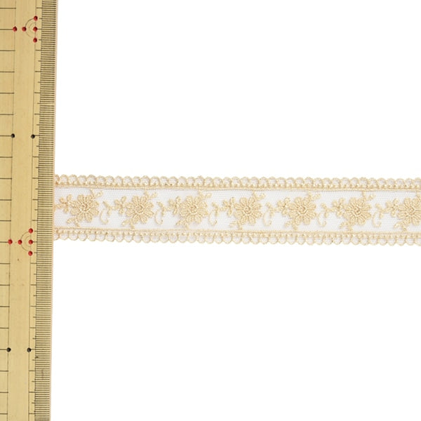 [De la cantidad 5] Cinta de ribona de encaje "Lace metálico de tul 62420K 00 Color" Mokuba Wood Caballo