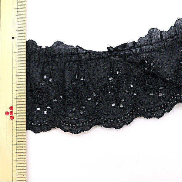 [From quantity 5] RaceRibbonTape "Cotton frill black 7601F-4"