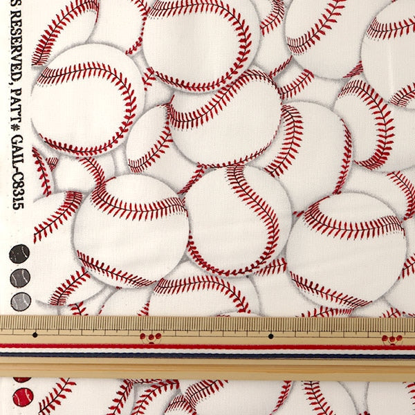 [De la cantidad 5] Fabric "Inkywrint Baseball C8315-White" USA Cotton