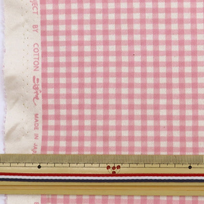 [Dalla quantità 5] tessuto "Gingham liscio Controlla rosa KTS6740-A" Cotton Kobayashi Cotton Kobayashi Kobayashi.