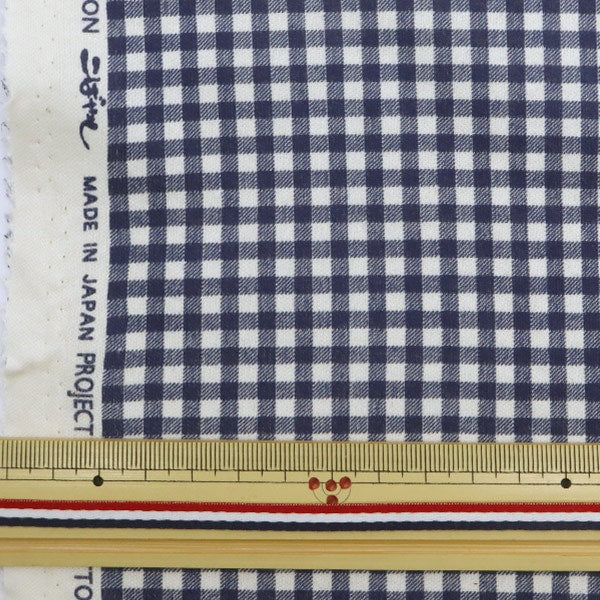 [Из количества 5] Ткань «Гладкая проверка Gingham Navy KTS6740-F» хлопковое кобаяши хлопок Kobayashi Kobayashi.