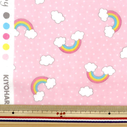 [De la cantidad 5] Fabric "Yawara Doble Gazo Baby Baby Rainbow Pink OKBF-36"