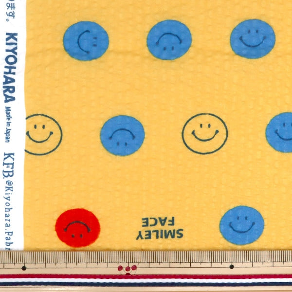 [From quantity 5] Fabric "Ripple SMILEY FACE (Smiley Face) Multi Smiley Yellow SMIRF-01"