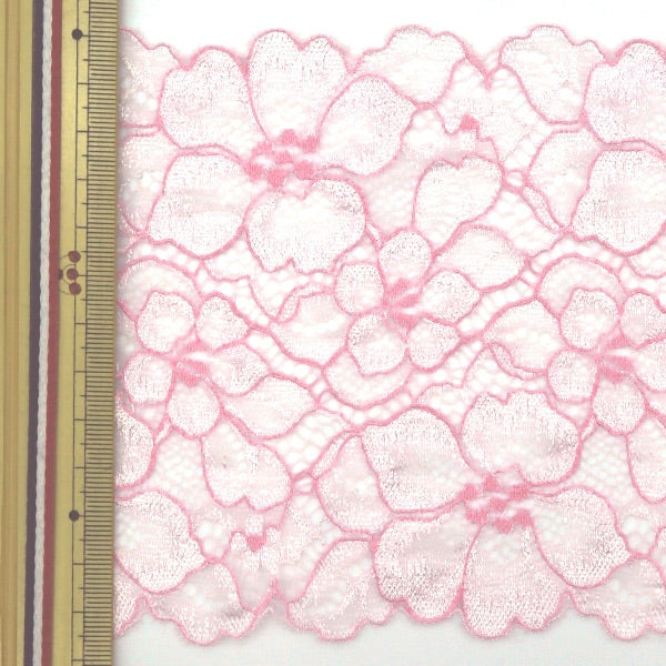 [Aus Quantität 5] Lace Ribon Tape "Stretch Lace 2020 Blumenmuster Pink IK262326R-1"