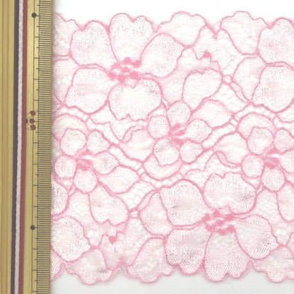 [From quantity 5] RaceRibbonTape "Stretch lace 2020 floral pattern pink IK262326R-1"